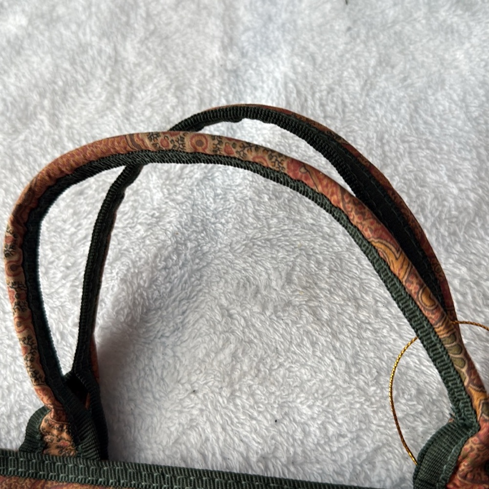 Etro Mini Satchel European Luxury Top Handle Bag Paisley Print Amber & Green - Picture 4 of 8
